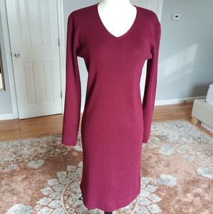 Burgundy knit midi dress
